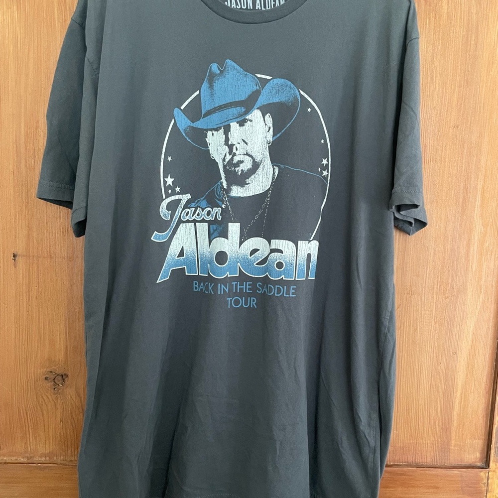 Jason Aldean Back in the Saddle Tour Gray Blue Tee Shirt XXL